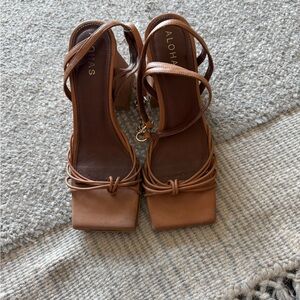 ALOHAS Women's Brown Strappy Heels